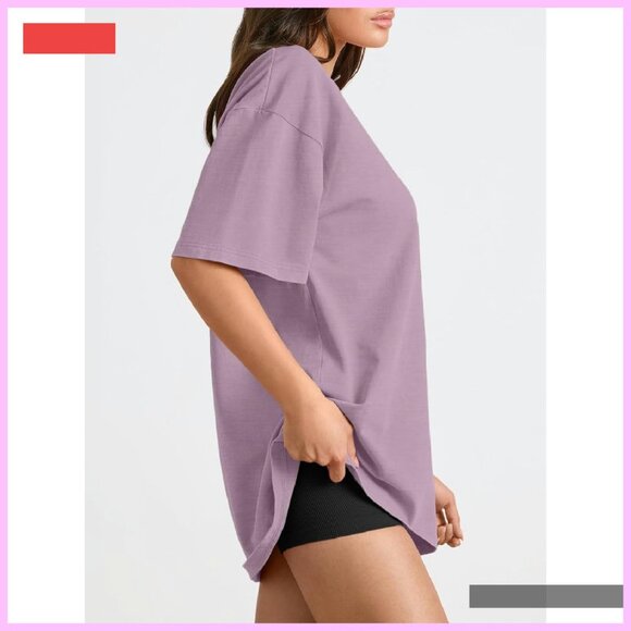 Oversized Batwing Short Sleeve T-Shirt Casual Workout Top Plus Size - Picture 3 of 4